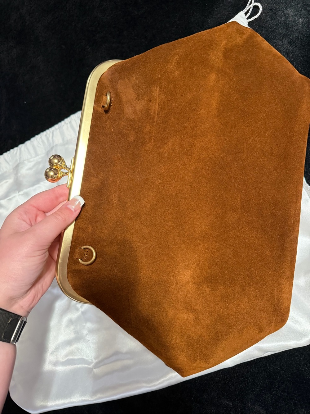 Coach Brown Suede Shoulder Bag with Gold Hardware - Picture 4 of 12